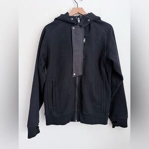 Lululemon men Heavyweight Jacket Full Zip Black Athletic Hooded Coat thumbholes